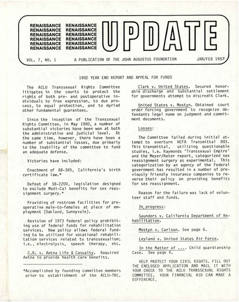 Download the full-sized image of Renaissance Update, Vol. 7, No. 1