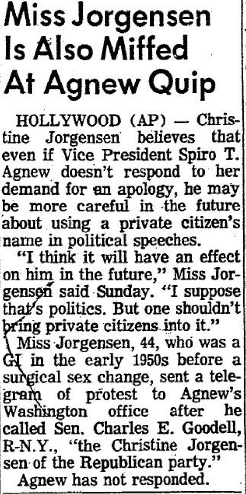 Download the full-sized PDF of Miss Jorgensen Is Also Miffed at Agnew Quip