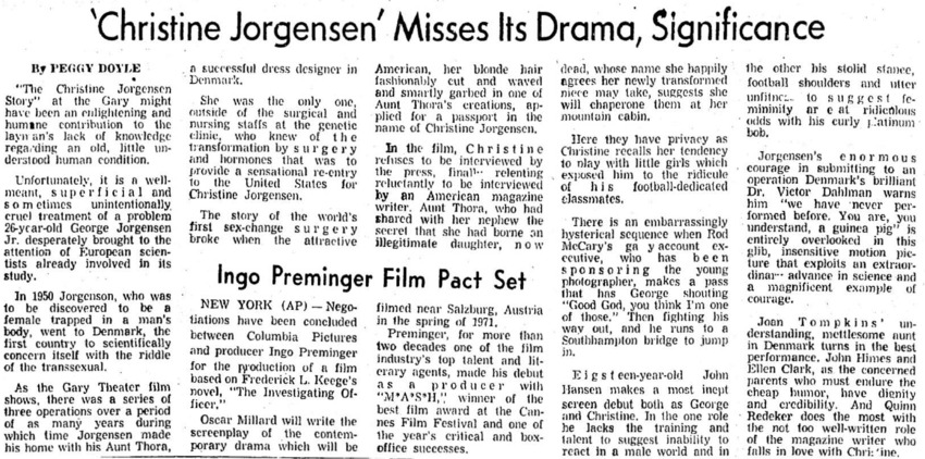 Download the full-sized PDF of 'Christine Jorgensen' Misses Its Drama, Significance