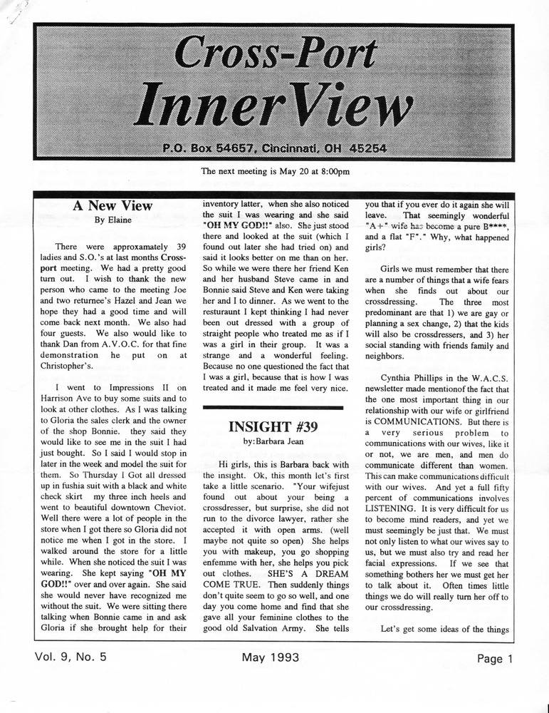 Download the full-sized PDF of Cross-Port InnerView, Vol. 9 No. 5 (May, 1993)