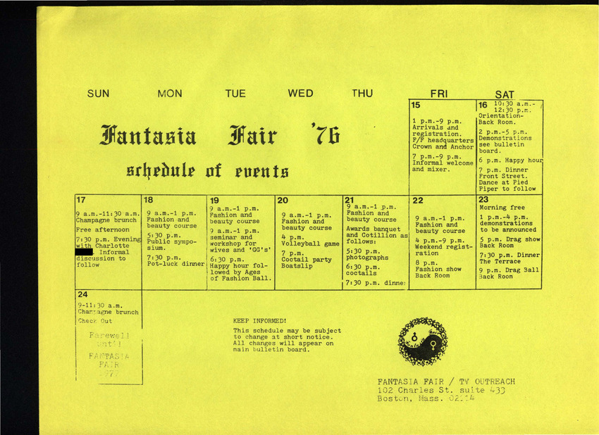 Download the full-sized PDF of Fantasia Fair Schedule of Events (1976)