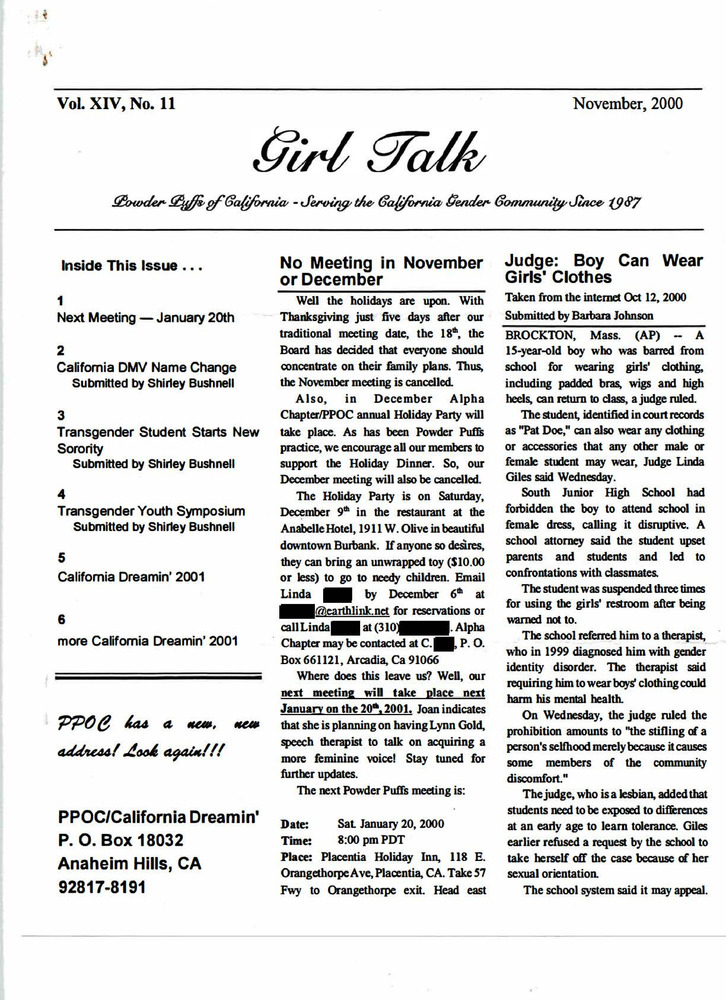 Download the full-sized PDF of Girl Talk, Vol. 14 No.11 (November, 2000)