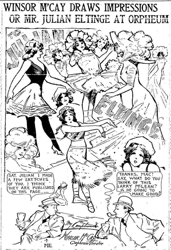 Download the full-sized image of Winsor M'Cay Draws Impressions of Mr. Julian Eltinge at Orpheum