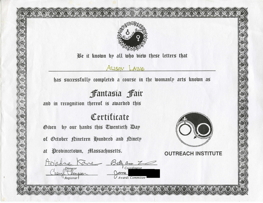 Download the full-sized PDF of Alison Laing's Fantasia Fair Certificate