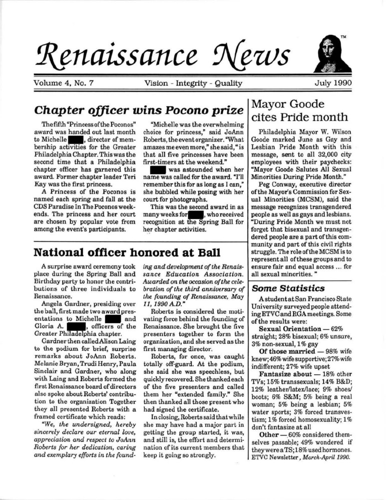 Download the full-sized PDF of Renaissance News, Vol. 4 No. 7 (July 1990)