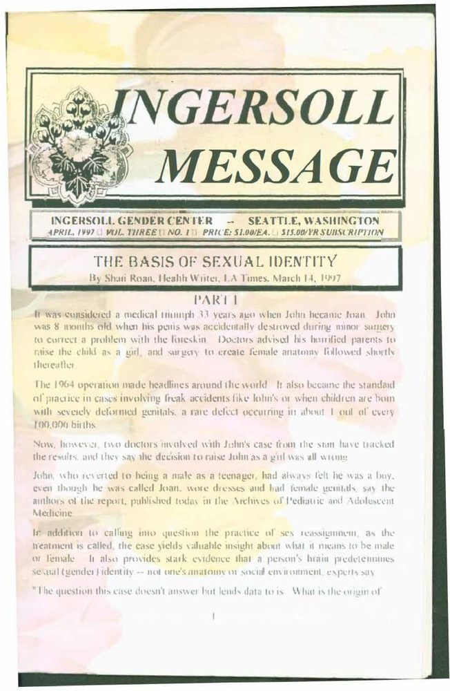 Download the full-sized PDF of The Ingersoll Message, Vol. 3 No. 1 (April, 1997)