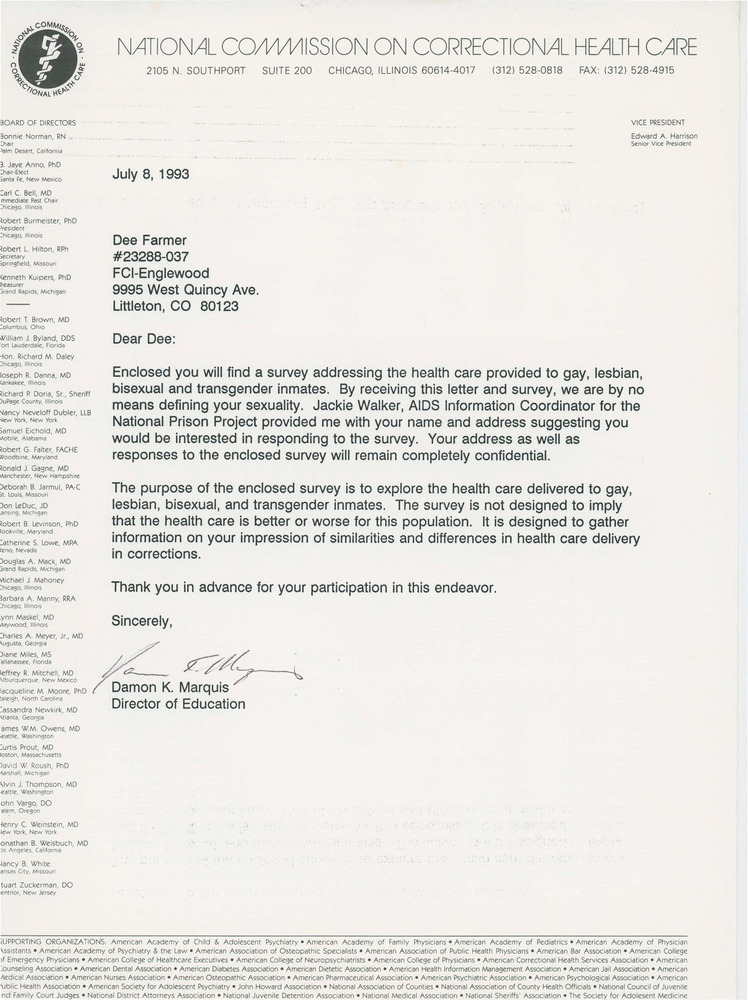 Download the full-sized PDF of Letter from Damon Marquis on Survey