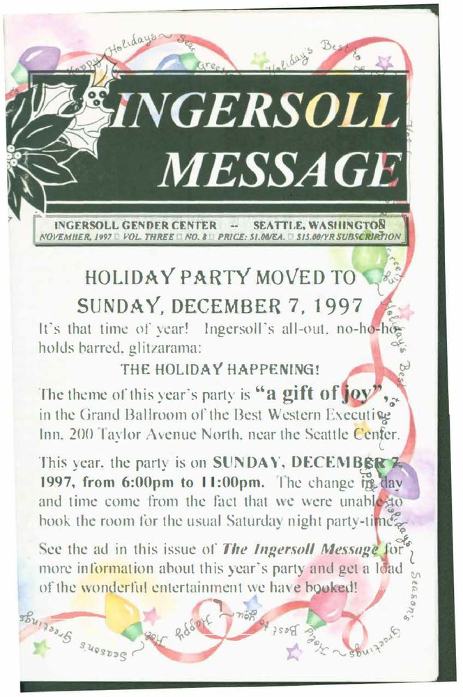 Download the full-sized PDF of The Ingersoll Message, Vol. 3 No. 8 (November, 1997)