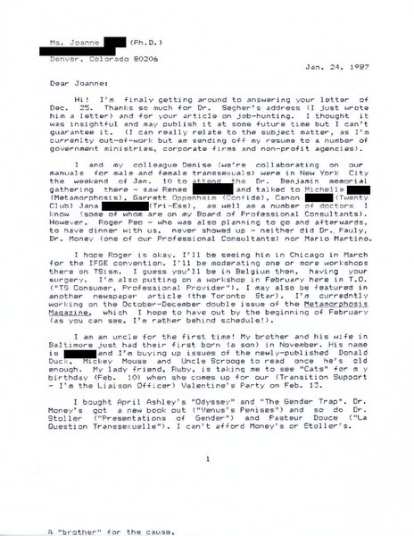 Download the full-sized image of Letter from Rupert Raj to Joanne (January 24, 1987)