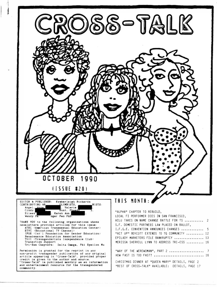 Download the full-sized PDF of Cross-Talk: The Transgender Community News & Information Monthly, No. 20 (October, 1990)