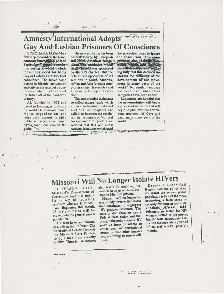 Download the full-sized PDF of Amnesty International Adopts Gay and Lesbian Prisoners of Conscience and Missouri Will No Longer Isolate HIVers