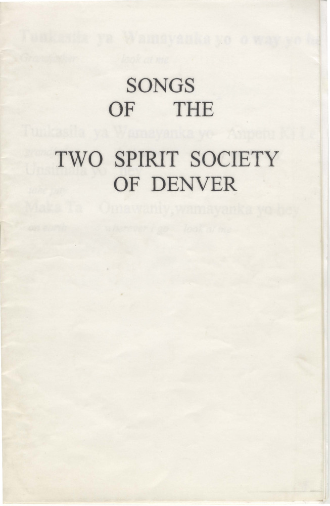 Download the full-sized PDF of SONGS OF THE TWO SPIRIT SOCIETY OF DENVER