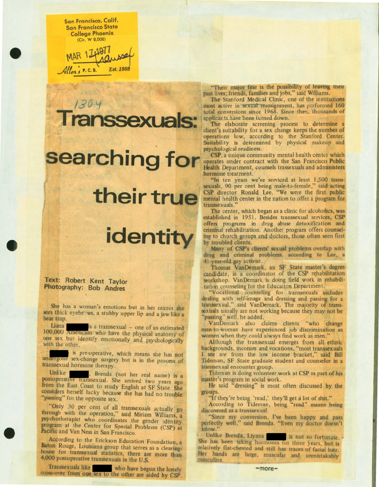 Download the full-sized PDF of Transsexuals: Searching for Their True Identity