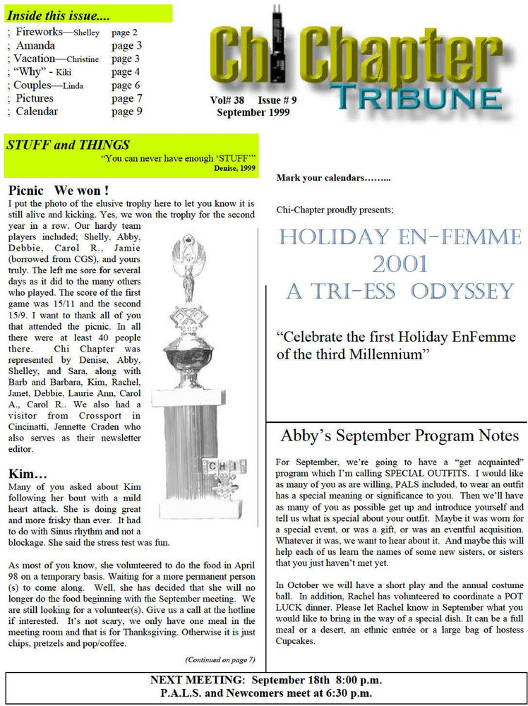 Download the full-sized PDF of Chi Chapter Tribune Vol. 38 Iss. 09 (September, 1999)