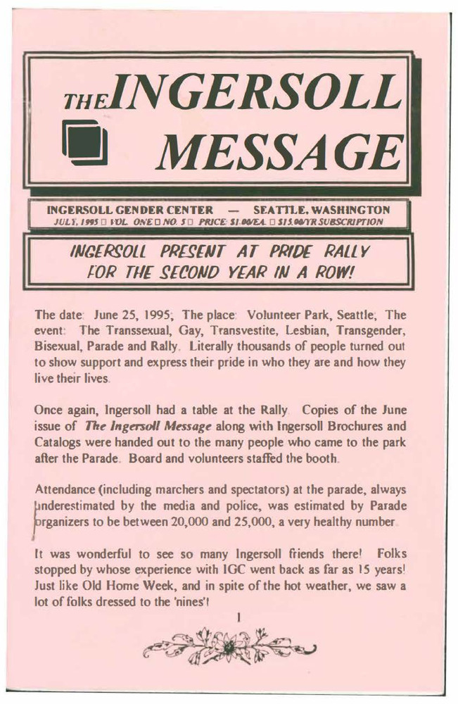 Download the full-sized PDF of The Ingersoll Message, Vol. 1 No.5 (July, 1995)
