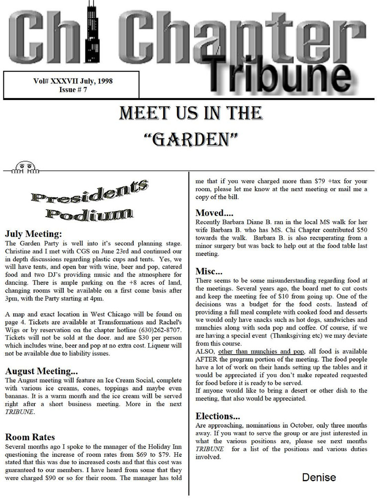 Download the full-sized PDF of Chi Chapter Tribune Vol. 37 Iss. 07 (July, 1998)