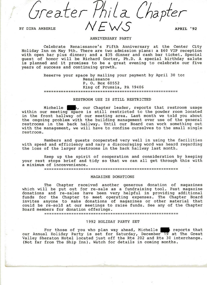 Download the full-sized PDF of Greater Philadelphia Chapter (April, 1992)