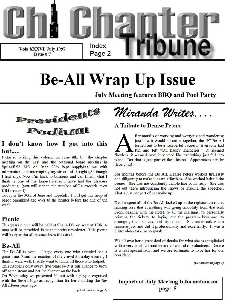 Download the full-sized PDF of Chi Chapter Tribune Vol. 36 Iss. 07 (July, 1997)