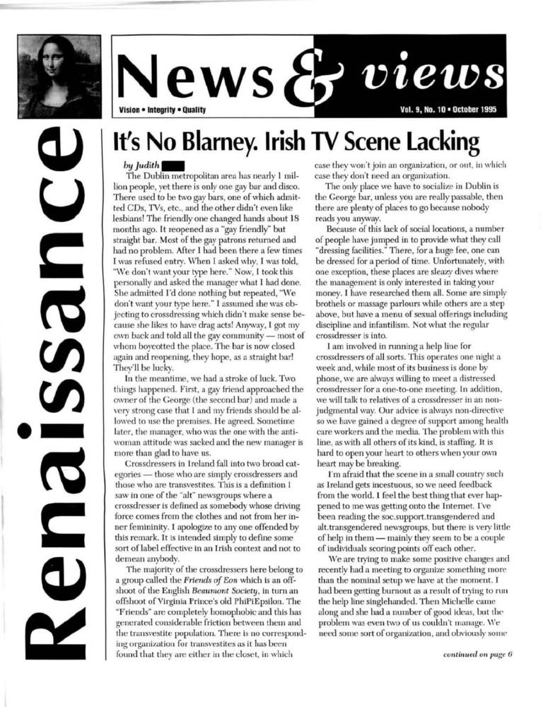 Download the full-sized PDF of Renaissance News & Views, Vol. 9 No. 10 (October 1995)