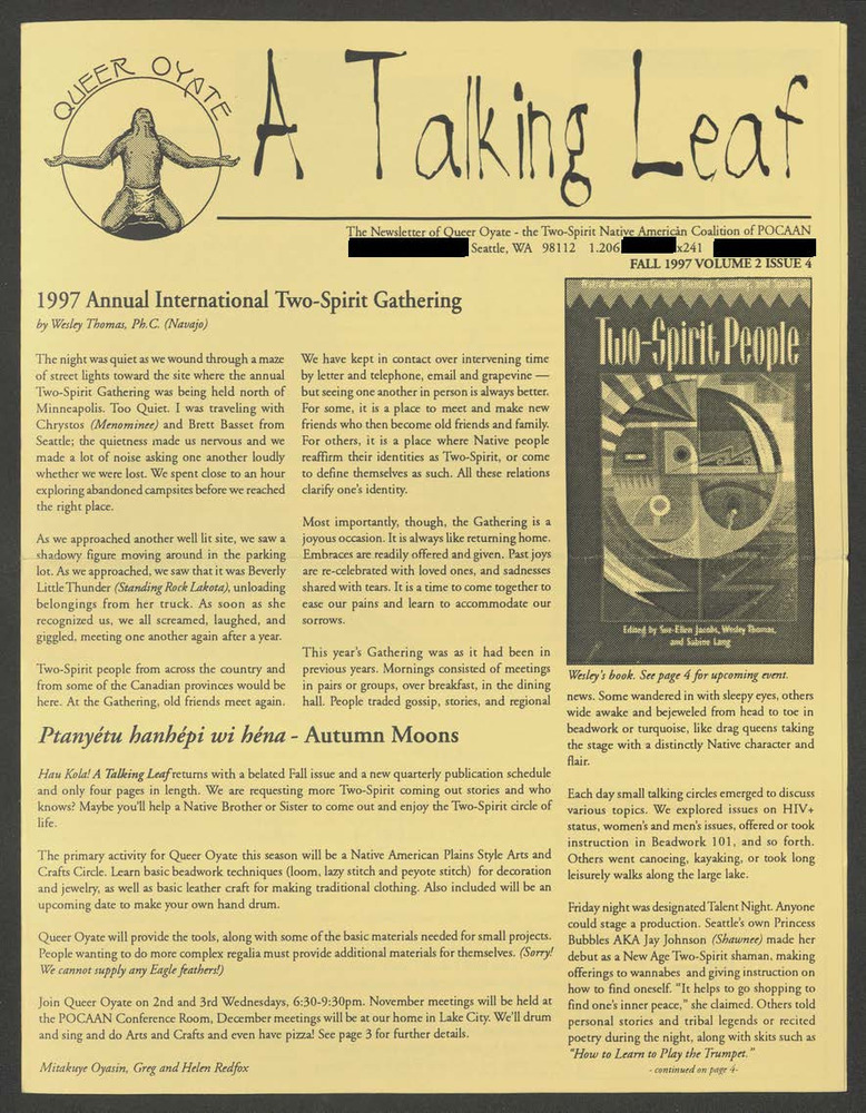 Download the full-sized PDF of Queer Oyate: A Talking Leaf, Volume 2, Issue 4