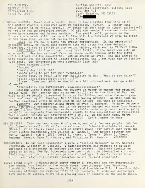 Download the full-sized image of The TV-TS Tapestry Newsletter #10 (April 4, 1979)