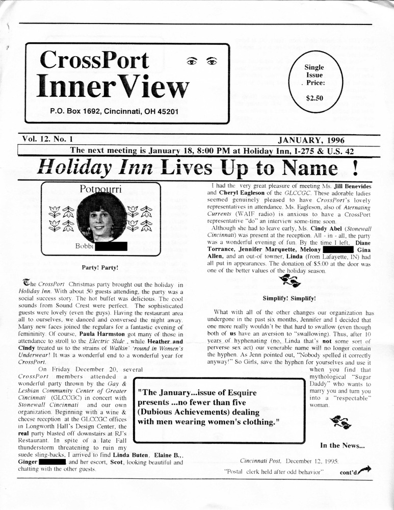 Download the full-sized PDF of Cross-Port InnerView, Vol. 12 No. 1 (January, 1996)