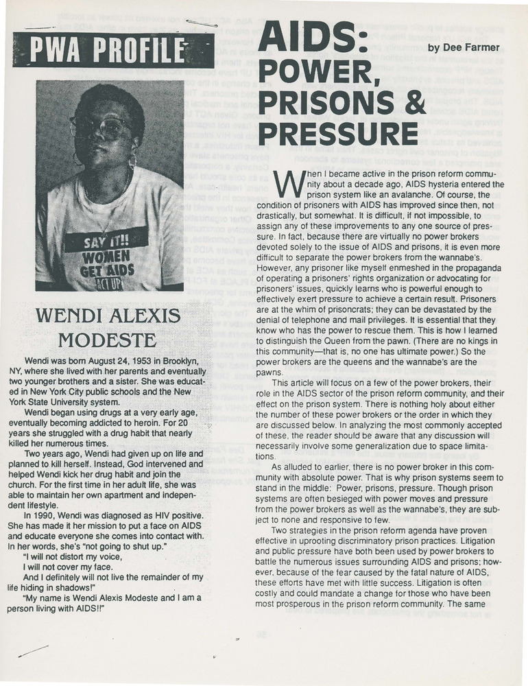 Download the full-sized PDF of PWA Profile and AIDS: Power, Prisons, & Pressure
