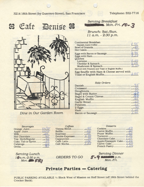 Download the full-sized image of Cafe Denise Menu