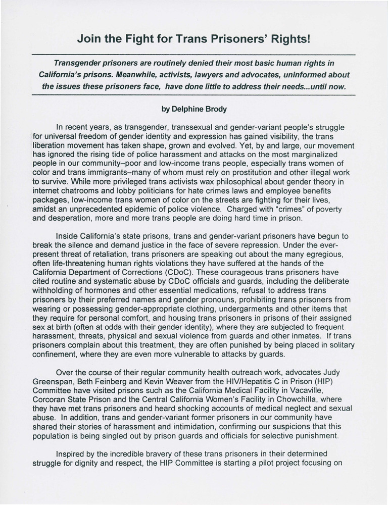 Download the full-sized PDF of Join the Fight for Trans Prisoners' Rights!