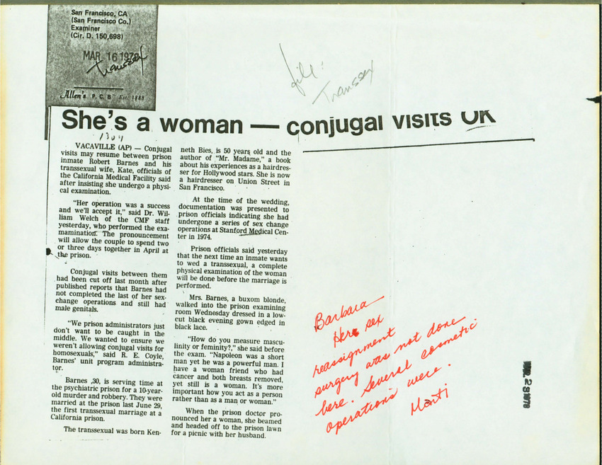 Download the full-sized PDF of She's a Woman - Conjugal Visits OK