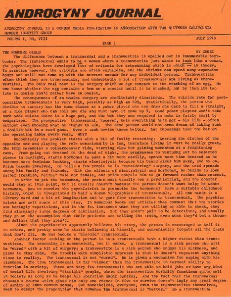 Download the full-sized image of Androgyny Journal, Vol. 1, No. 8