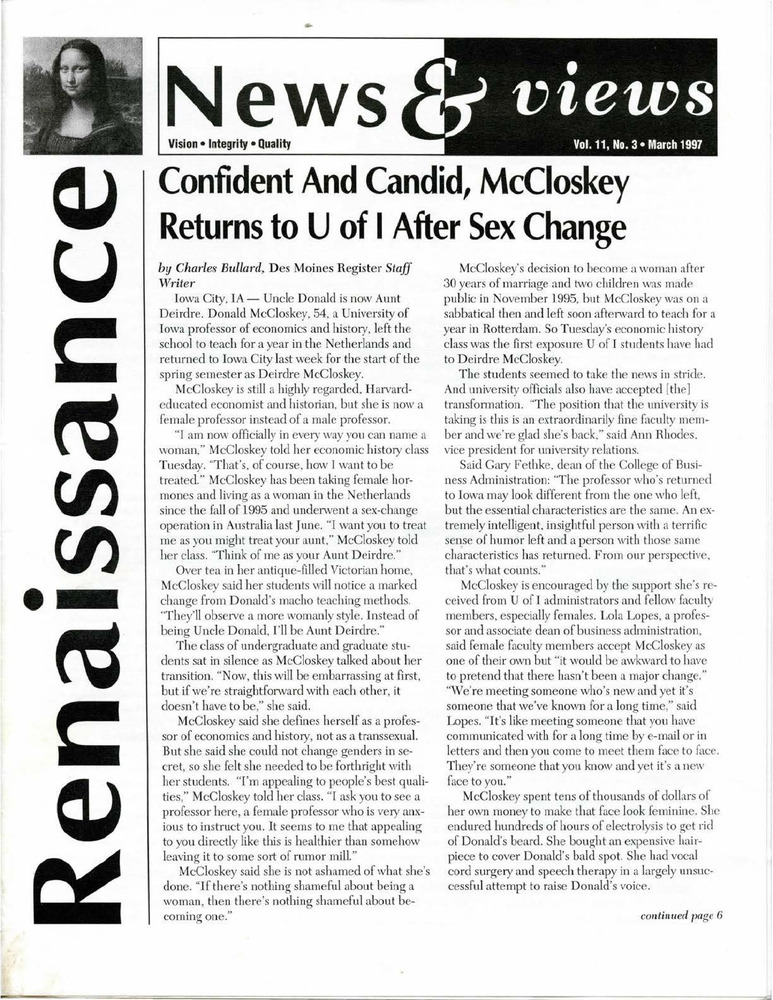 Download the full-sized PDF of Renaissance News & Views, Vol. 11 No. 3 (March 1997)
