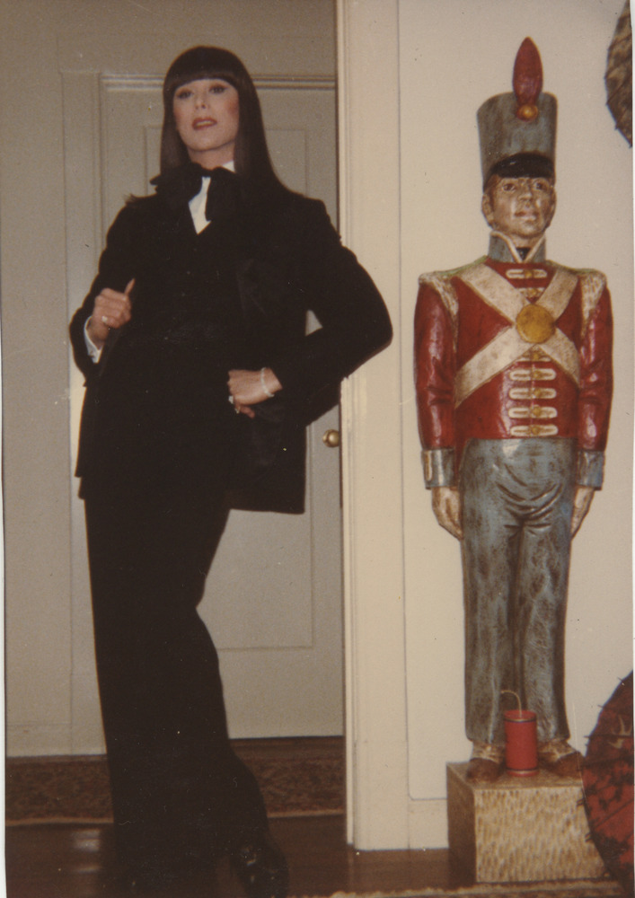 Download the full-sized image of Photograph of Alexis Francois Posing Next to a Soldier Statue