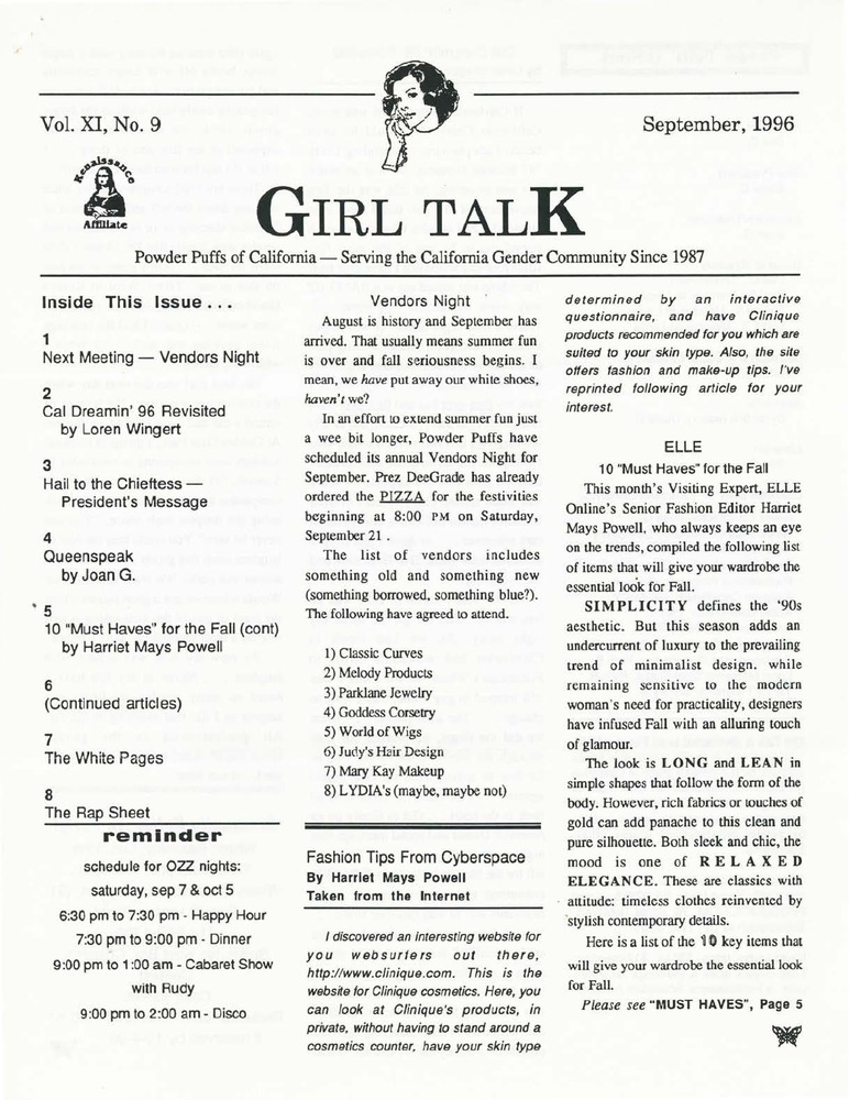 Download the full-sized PDF of Girl Talk, Vol. 11 No. 9 (September, 1996)