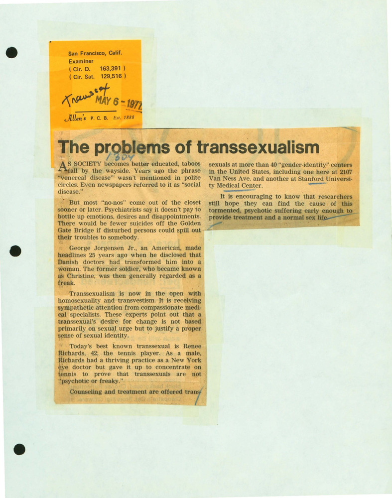 Download the full-sized PDF of The Problems of Transsexualism