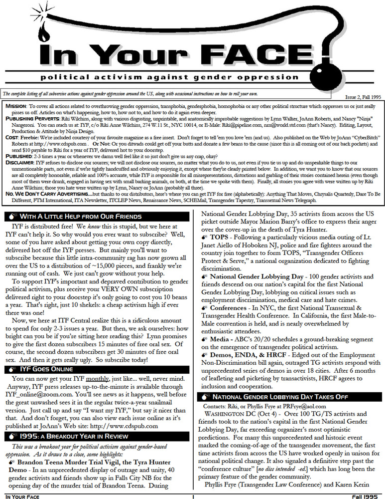 Download the full-sized PDF of In Your Face No. 2 (Fall 1995)