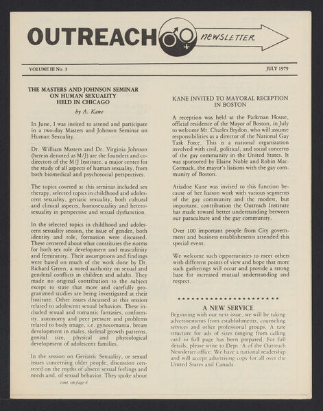 Download the full-sized image of Outreach Newsletter Vol. 3 No. 3 (1979)