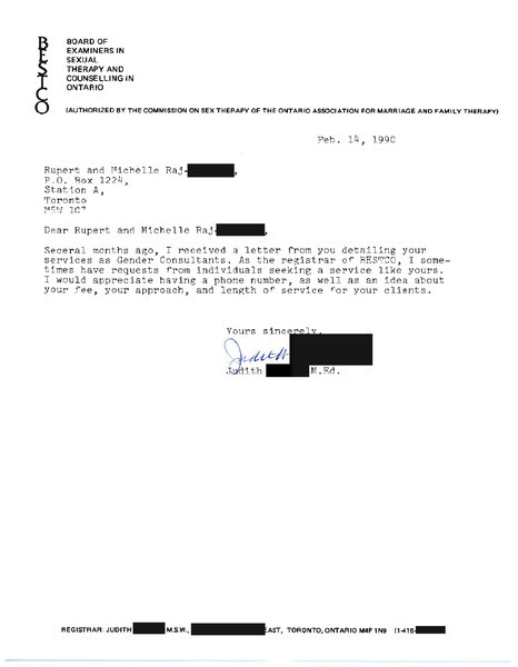 Download the full-sized image of Letter from Judith to Rupert Raj (Feb 14, 1990)