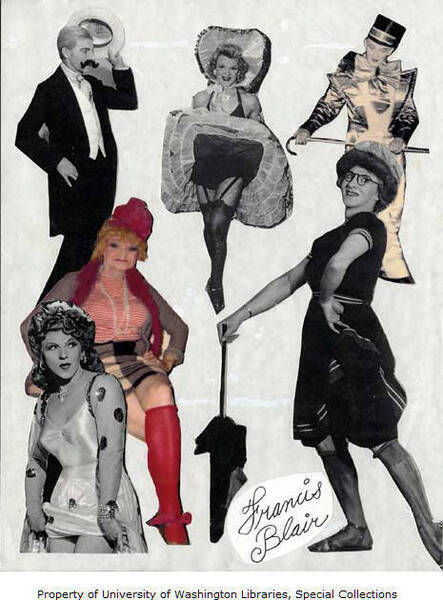 Download the full-sized image of Photo collage of Francis Blair in various costumes and at various ages