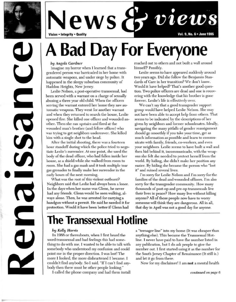 Download the full-sized PDF of Renaissance News & Views, Vol. 9 No. 6 (June 1995)
