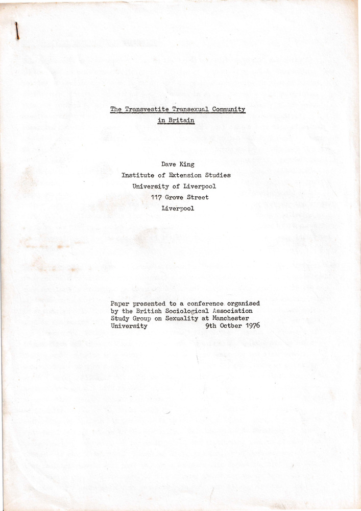 Download the full-sized PDF of The Transvestite Transsexual Community in Britain