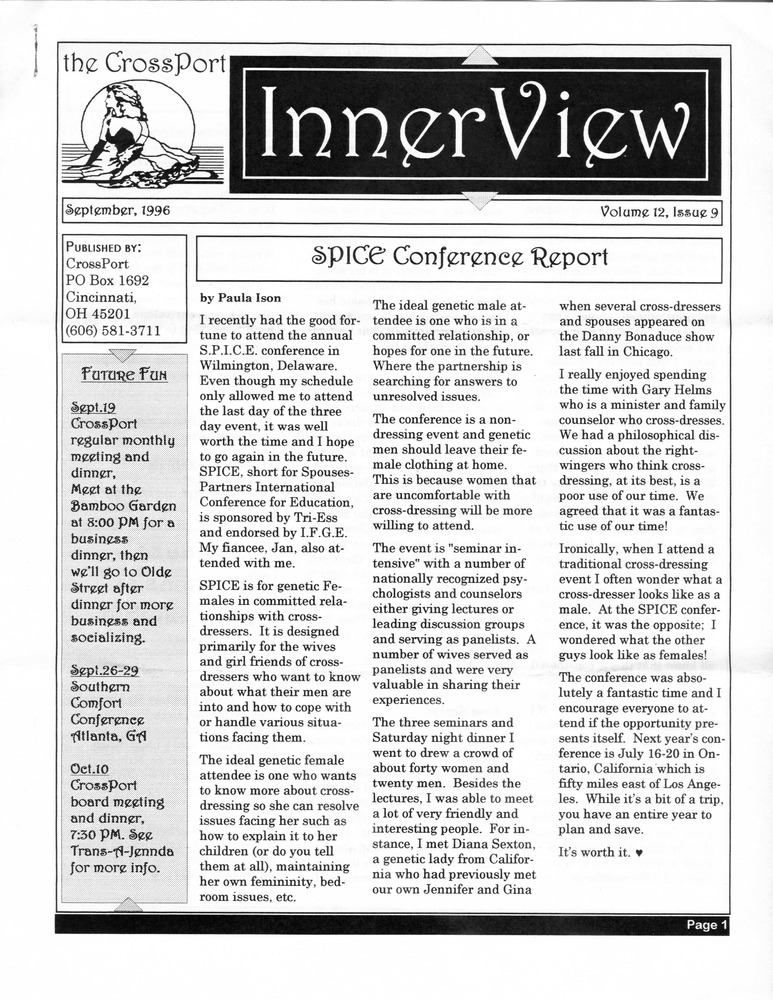 Download the full-sized PDF of Cross-Port InnerView, Vol. 12 No. 9 (September, 1996)