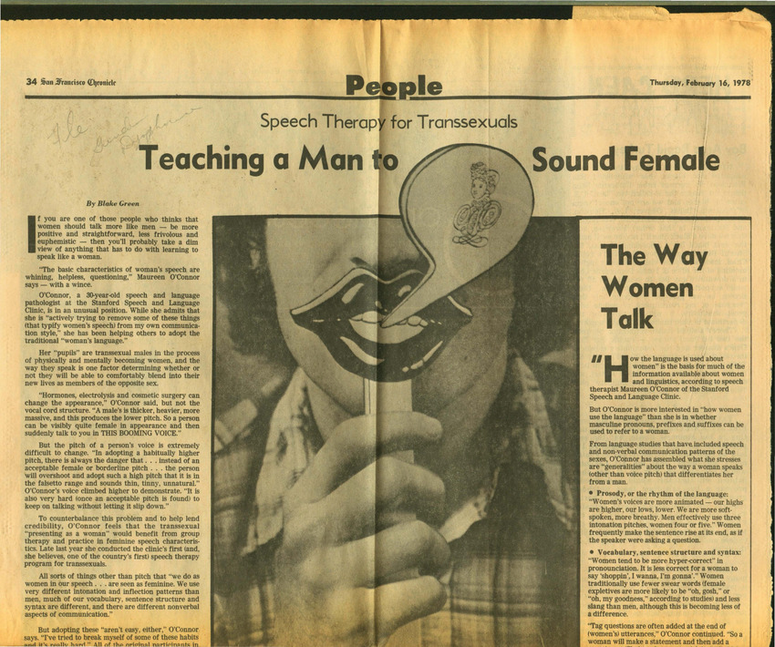 Download the full-sized PDF of Speech Therapy for Transsexuals: Teaching a Man to Sound Female