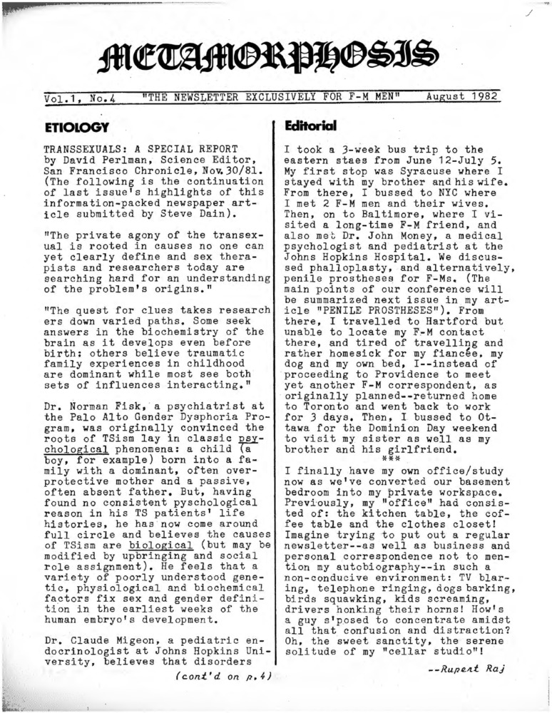 Download the full-sized PDF of Metamorphosis Vol. 1, No. 4 (August 1982)