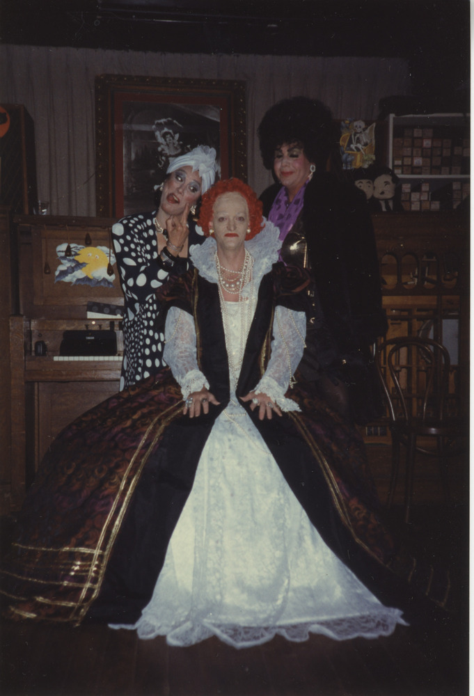 Download the full-sized image of Photograph of Alexis Francois Gesturing to Friend in Hoop Skirt