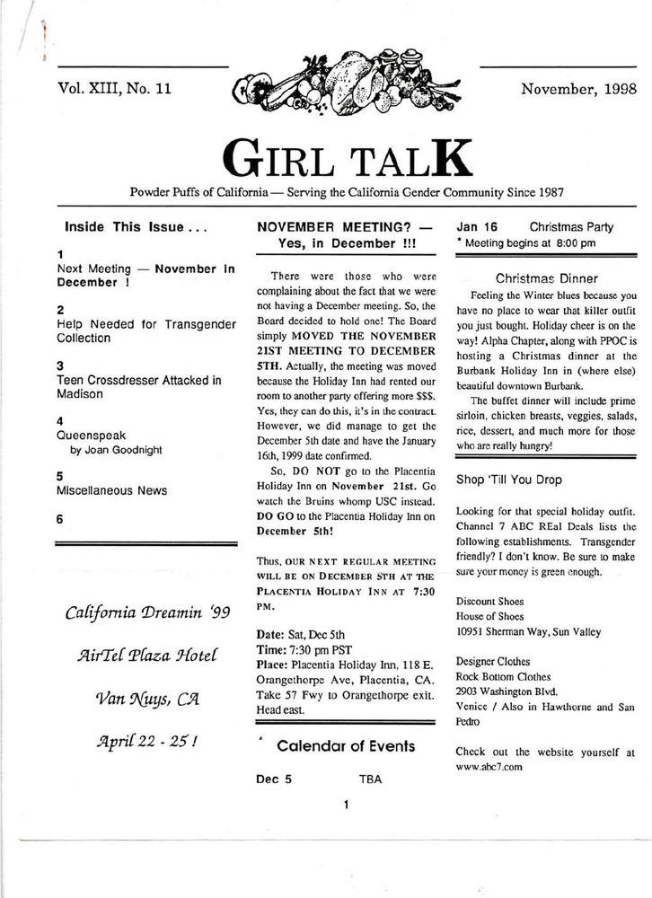Download the full-sized PDF of Girl Talk, Vol. 13 No. 11 (November, 1998)