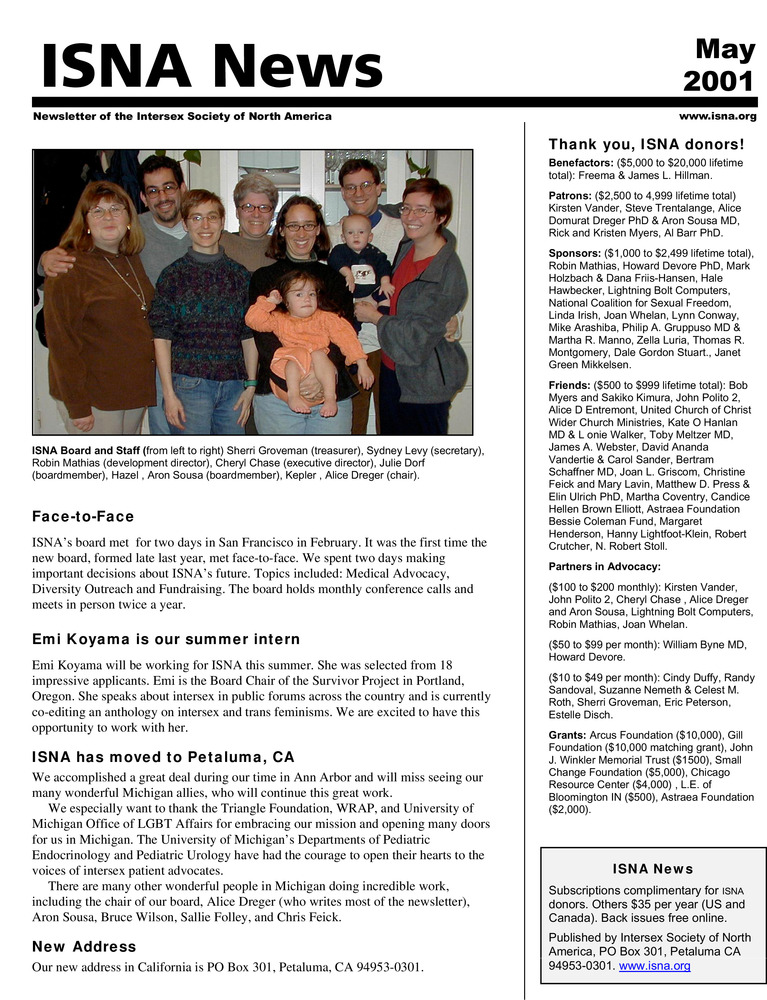 Download the full-sized PDF of ISNA News (May, 2001)