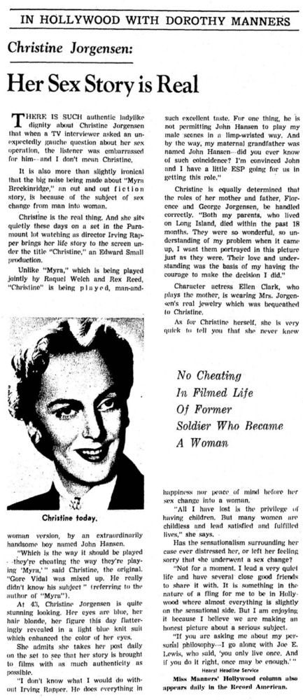 Download the full-sized PDF of Christine Jorgensen: Her Sex Story is Real