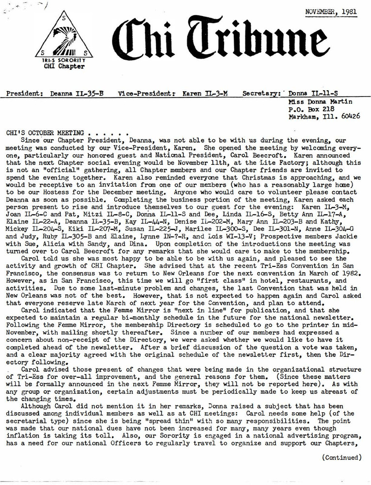 Download the full-sized PDF of Chi Tribune (November, 1981)