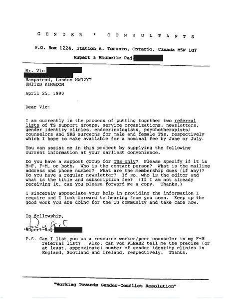 Download the full-sized image of Letter from Rupert Raj to Vic (April 25, 1990)